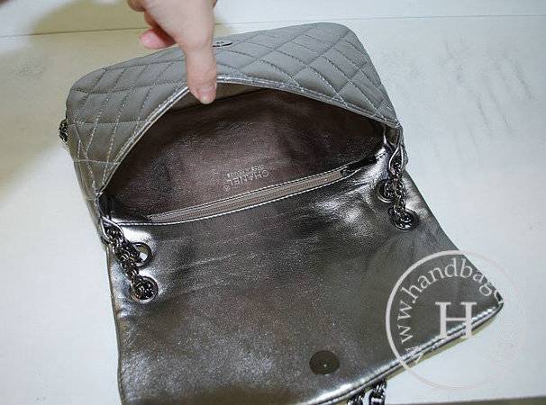 Chanel 35989 Grey Lambskin Leather Handbag With Silver Hardware