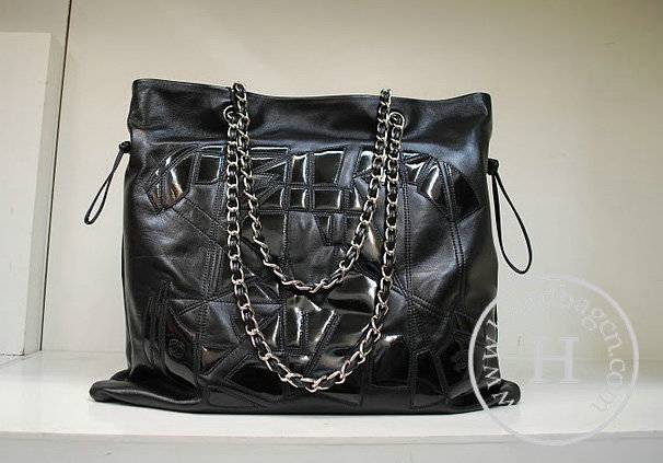 Chanel 35991 Replica Handbag Black Lambskin Leather With Silver Hardware - Click Image to Close