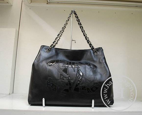 Chanel 35992 Replica Handbag Black Lambskin Leather With Silver Hardware