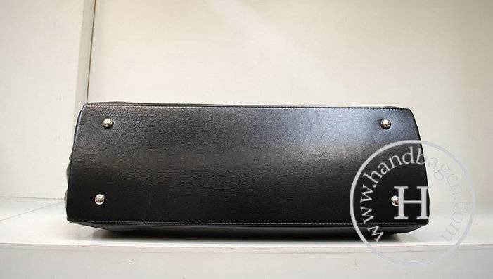 Chanel 35992 Replica Handbag Black Silver Lambskin Leather With Silver Hardware