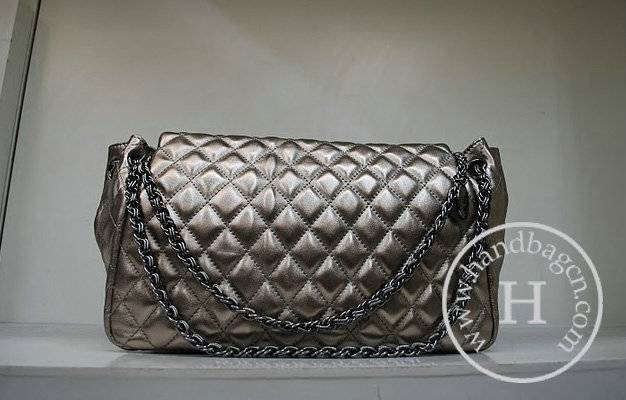 Chanel 35995 Replica Handbag Silver Lambskin Leather With Silver Hardware - Click Image to Close