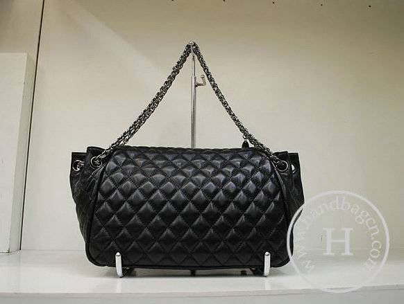 Chanel 35995 Reilca Handbag Black Lambskin Leather With Silver Hardware - Click Image to Close