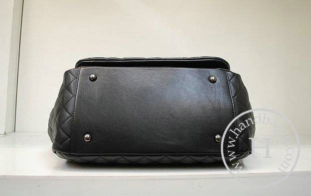 Chanel 35995 Reilca Handbag Black Lambskin Leather With Silver Hardware