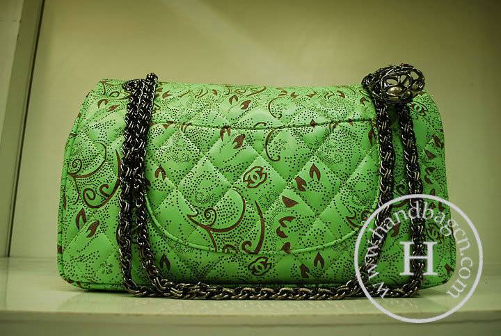 Chanel 35997 Replica Handbag Green Engraving lambskin Leather
