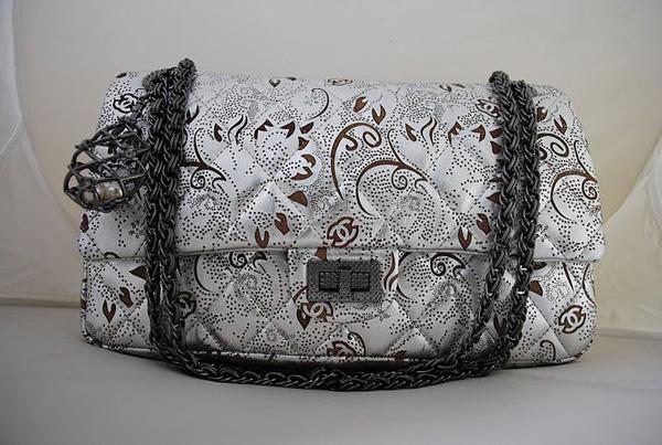 Chanel 35997 Replica Handbag Silver Engraving lambskin Leather
