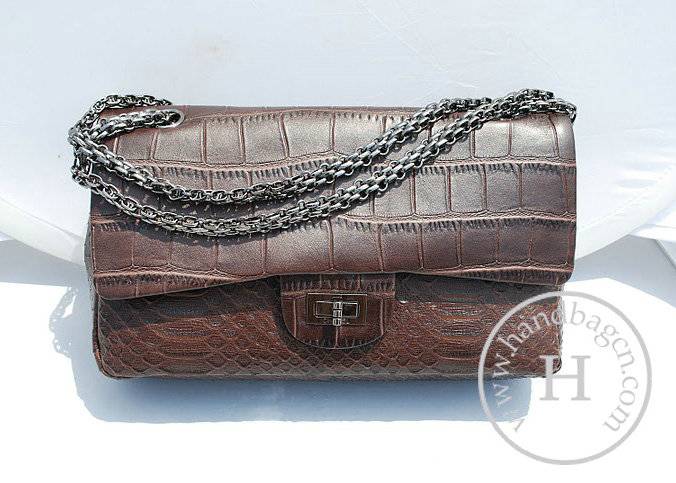 Chanel 36001 Coffee Snake and Croco Veisn leather handbag - Click Image to Close
