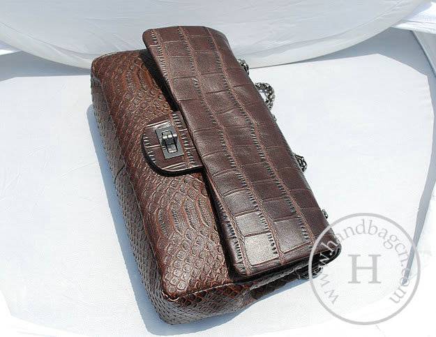 Chanel 36001 Coffee Snake and Croco Veisn leather handbag