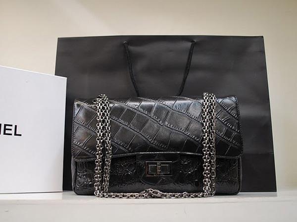Chanel 36002 Crocodile Veins Double Flap Bag
