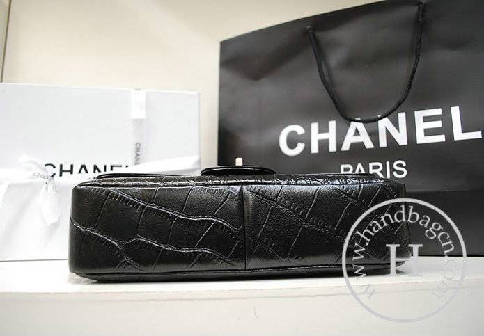 Chanel 36002 Black Snake and Croco Veisn Leather Handbag - Click Image to Close