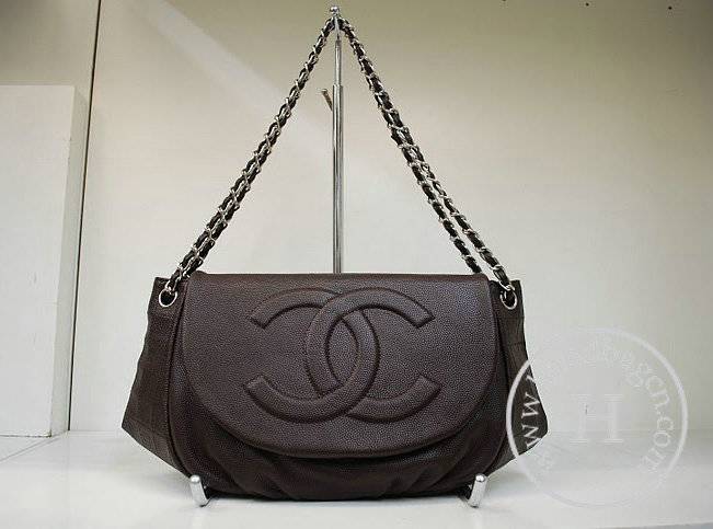 Chanel 36007 Coffee Caviar Leather Handbag With Silver Hardware - Click Image to Close