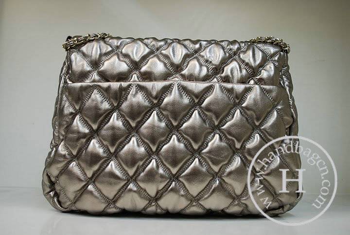 Chanel 36012 Knockoff Handbag Silvery Grey Bubbles Lambskin Leather With Gold Hardware