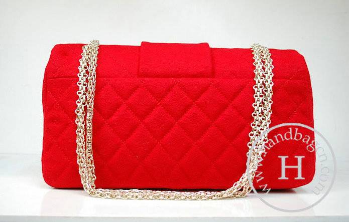 Chanel 36015 Red Wool Romanov Flap Knockoff Bag With Gold Hardware
