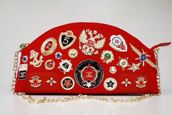 Chanel 36015 Red Wool Romanov Shoulder Bag