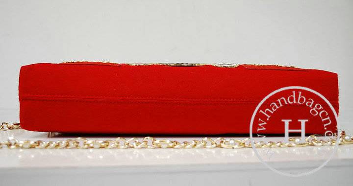 Chanel 36015 Red Wool Romanov Shoulder Bag