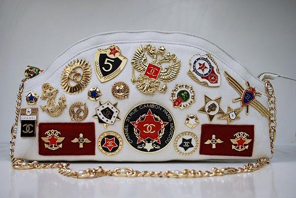 Chanel 36015 White Wool Romanov Shoulder Bag