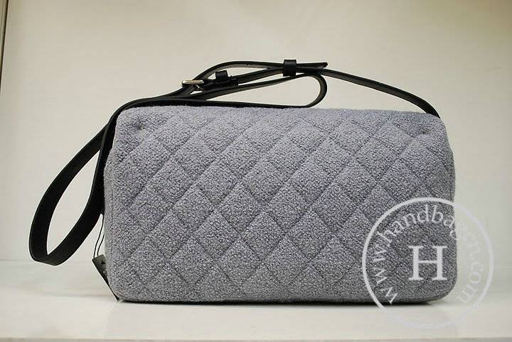Chanel 36021 Grey Quilted Tweed Pouch Flap Knockoff Bag - Click Image to Close