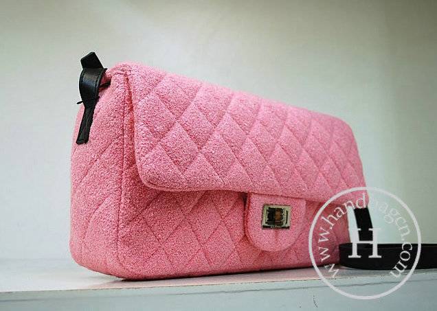 Chanel 36021 Pink Quilted Tweed Pouch Flap Knockoff Bag