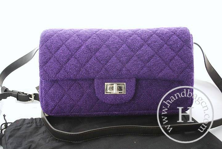 Chanel 36021 Purple Quilted Tweed Pouch Flap Knockoff Bag