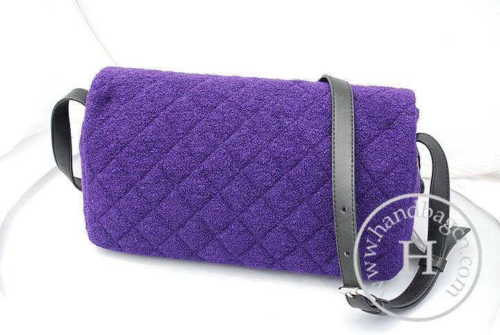 Chanel 36021 Purple Quilted Tweed Pouch Flap Knockoff Bag - Click Image to Close