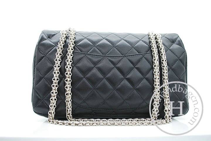 Chanel 36024 Black Jansen Lambskin Leather Flap Knockoff Bag