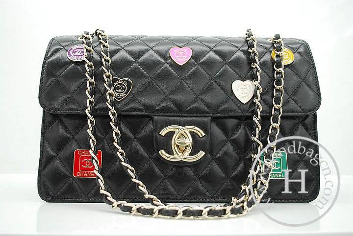 knockoff Chanel 36026 Black Jansen Lambskin Leather Flap Bag - Click Image to Close