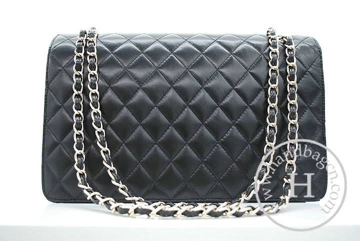 knockoff Chanel 36026 Black Jansen Lambskin Leather Flap Bag - Click Image to Close