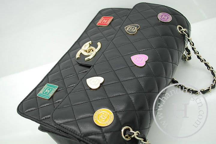 knockoff Chanel 36026 Black Jansen Lambskin Leather Flap Bag
