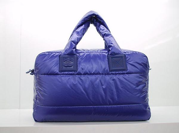 Chanel 36031 Blue Nylon Coco Cocoon Bowling Replica Bag - Click Image to Close