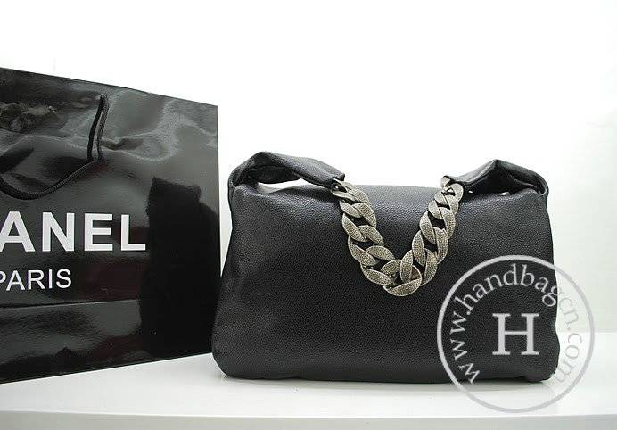Chanel 36035 Black Caviar Leather Hobo Bag