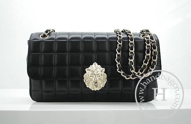 Chanel 36038 Knockoff Handbag Black lambskin Leather With Gold Hardware - Click Image to Close
