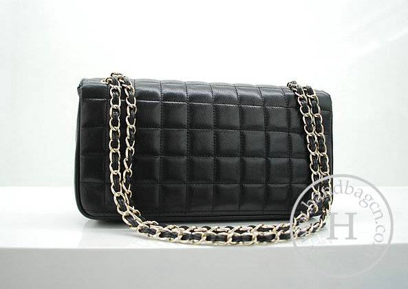 Chanel 36038 Knockoff Handbag Black lambskin Leather With Gold Hardware
