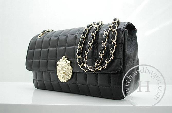 Chanel 36038 Knockoff Handbag Black lambskin Leather With Gold Hardware - Click Image to Close