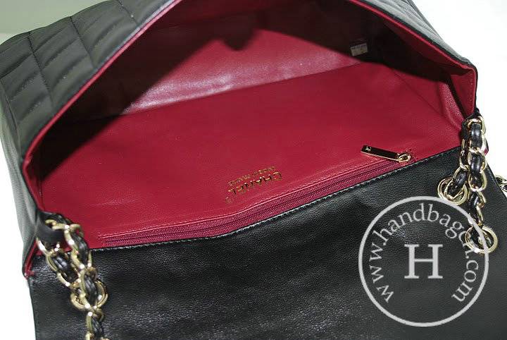 Chanel 36038 Knockoff Handbag Black lambskin Leather With Gold Hardware