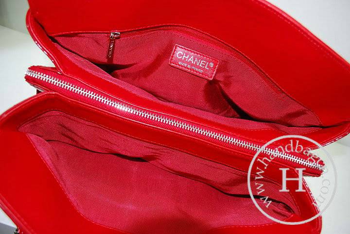 Chanel 36041 Knockoff Handbag Red Lipstick Patent Leather With Silver Hardware - Click Image to Close