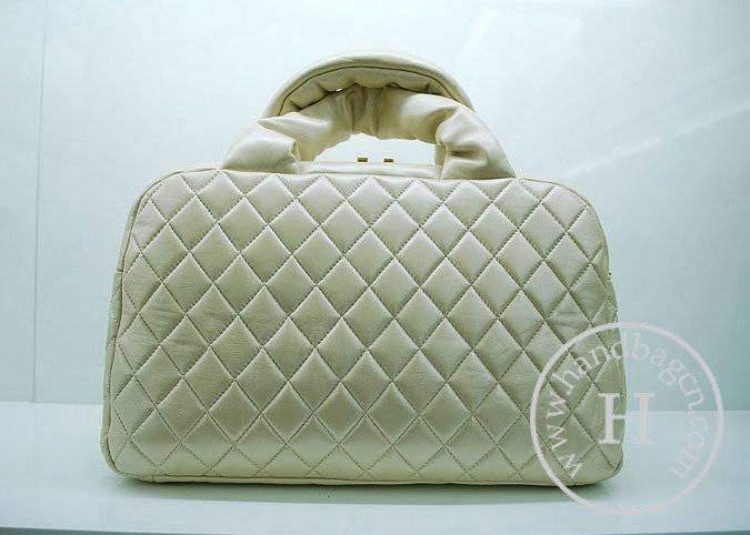 Chanel 36045 Beige Lambskin Coco Cocoon Bowling Knockoff Bag