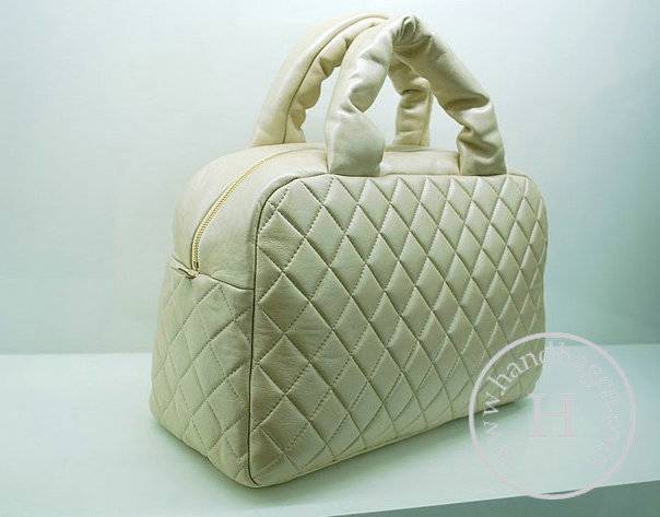 Chanel 36045 Beige Lambskin Coco Cocoon Bowling Knockoff Bag - Click Image to Close