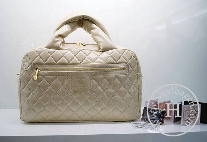Chanel 36045 Cream Lambskin Coco Cocoon Bowling Knockoff Bag