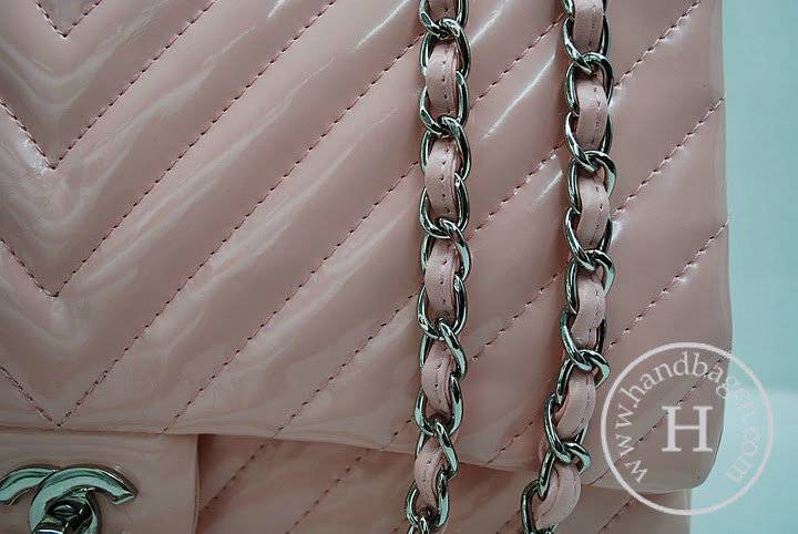 Chanel 36063 Replica Handbag Pink Patent Leather With Silver Hardware