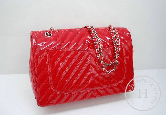 Chanel 36063 Replica Handbag Red patent leather With Silver Hardware