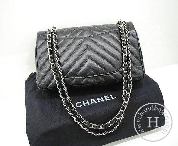Chanel 36068 Replica Handbag Black lambskin leather with Silver Hardware - Click Image to Close