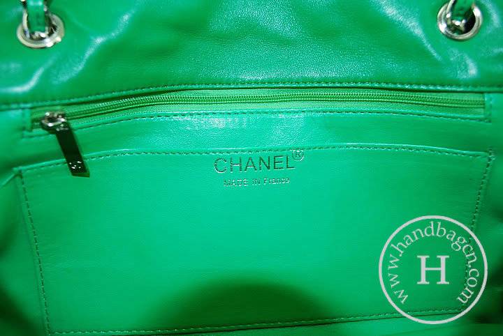 Chanel 36068 Replica Handbag Green Lambskin Leather With Silver Hardware - Click Image to Close