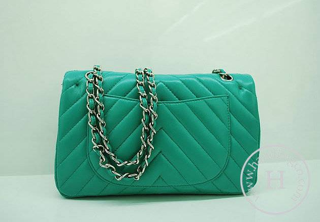 Chanel 36068 Replica Handbag Light Green Lambskin Leather With Silver Hardware