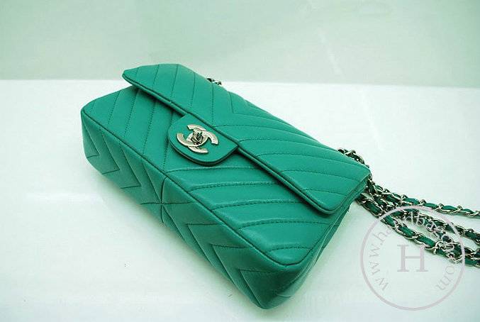 Chanel 36068 Replica Handbag Light Green Lambskin Leather With Silver Hardware - Click Image to Close