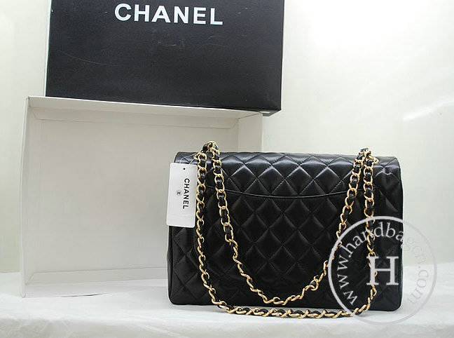 Chanel 36070 Designer Handbag Black Original Lambskin Leather With Gold Hardware - Click Image to Close