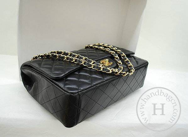 Chanel 36070 Designer Handbag Black Original Lambskin Leather With Gold Hardware
