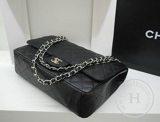 Chanel 36070 Designer Handbag Black Original Caviar Leather With Silver Hardware