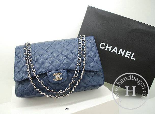 Chanel 36070 Designer Handware Blue Original Caviar Leather With Silver Hardware - Click Image to Close
