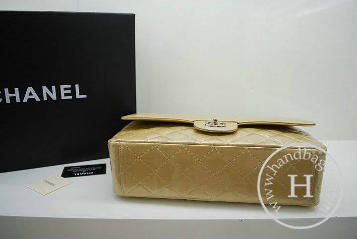 Chanel 36070 Designer Handbag Gold Original Patent Leather With Silver Hardware - Click Image to Close
