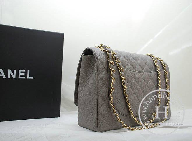 Chanel 36070 Designer Handbag Grey Original Caviar Leather With Gold Hardware - Click Image to Close