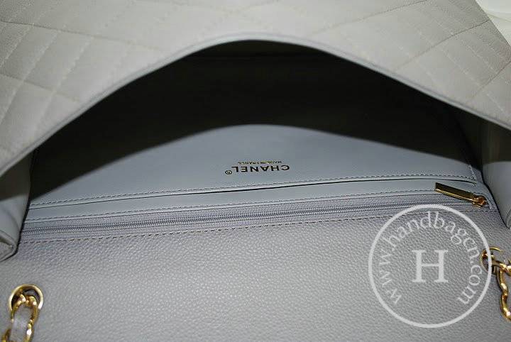 Chanel 36070 Designer Handbag Grey Original Caviar Leather With Gold Hardware